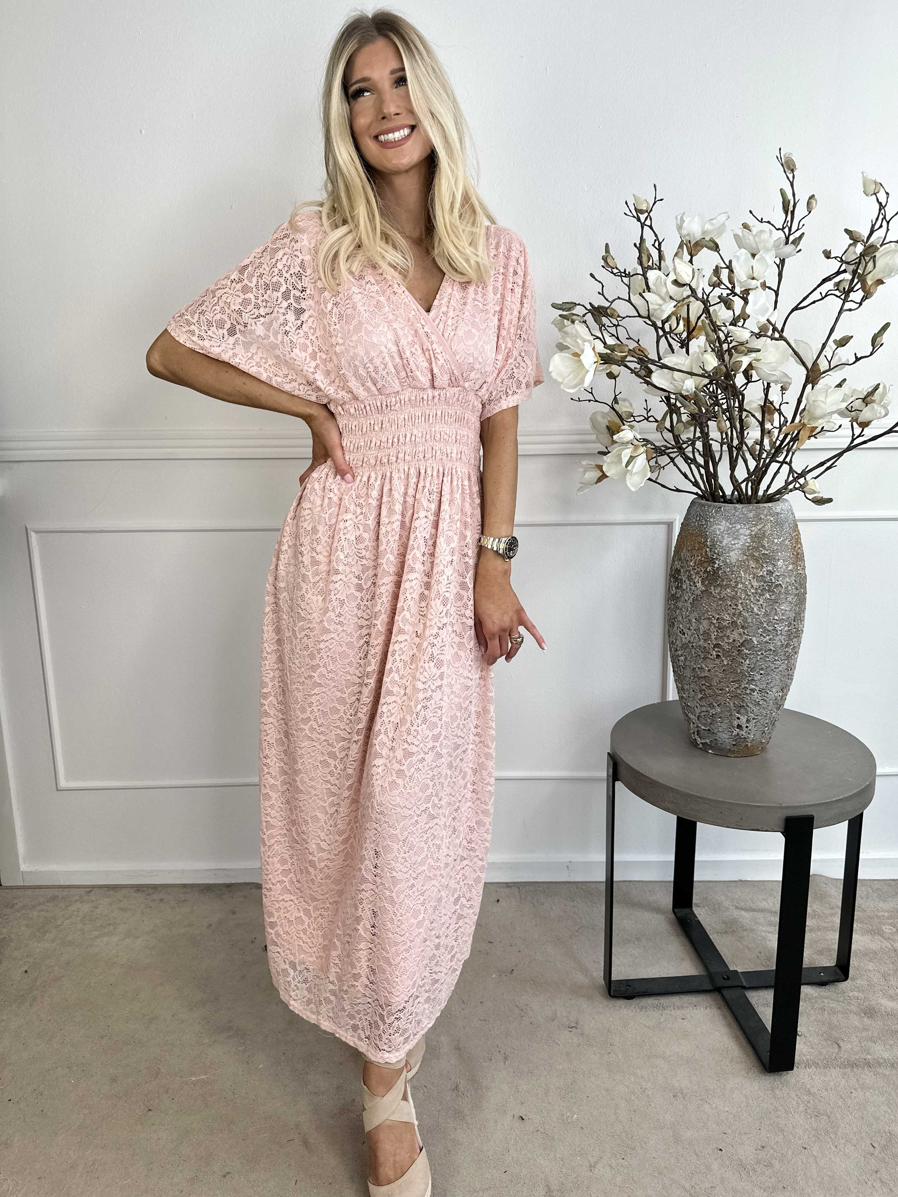 Pams Lace - Lång spetsklänning med smock under bysten